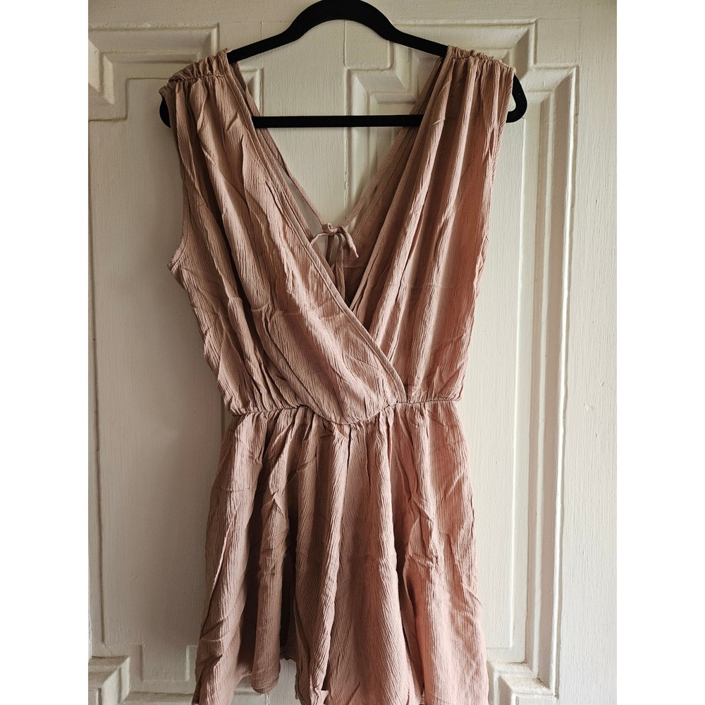 Zenana Mauve Pink Crinkle Gauze Surplice V-Neck Romper QP-7177Y Womens Small